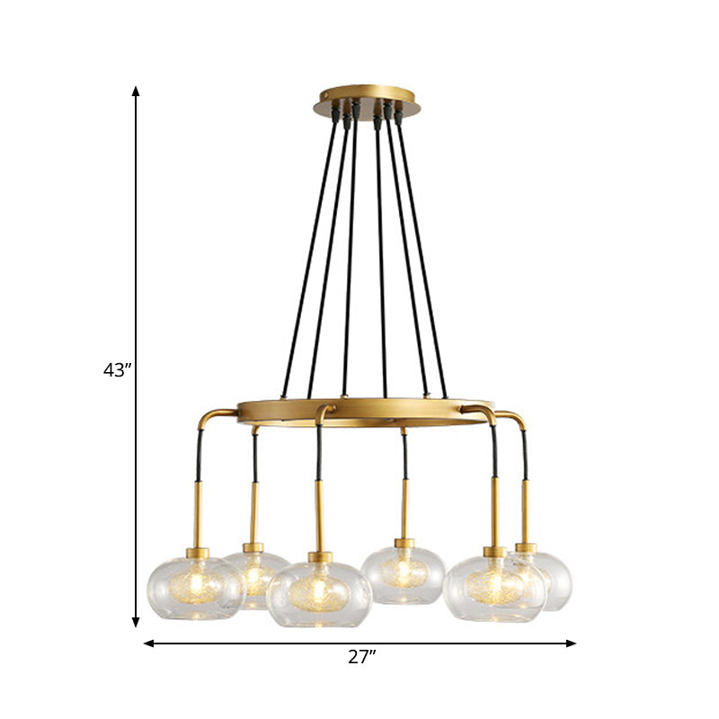 White/Gold Wagon Wheel Chandelier Farmhouse Clear Glass 3/6/8 Heads Pendant Ceiling Light Clearhalo 'Ceiling Lights' 'Chandeliers' 'Glass shade' 'Glass' 'Pendant Lights' Lighting' 262435