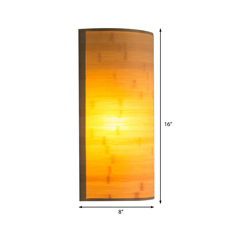 Bamboo Semicylinder Sconce Light Modern 2 Bulbs Wall Lighting Fixture in Wood for Living Room Clearhalo 'Modern wall lights' 'Modern' 'Wall Lamps & Sconces' 'Wall Lights' Lighting' 262442