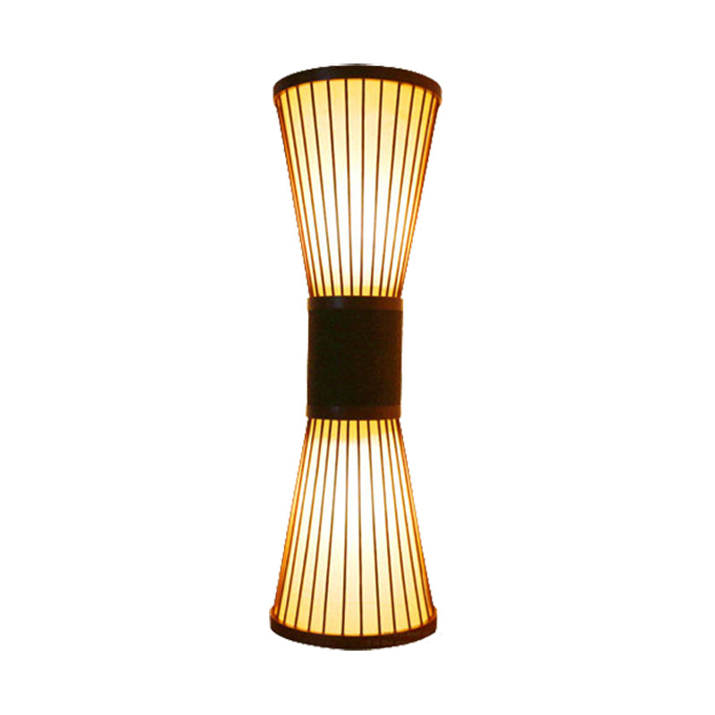 Bamboo Hourglass Sconce Light Modern 2 Bulbs Wall Lighting Fixture in Bronze for Living Room Clearhalo 'Modern wall lights' 'Modern' 'Wall Lamps & Sconces' 'Wall Lights' Lighting' 262478