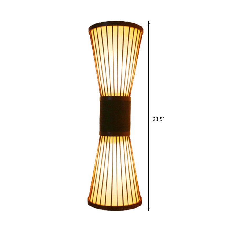 Bamboo Hourglass Sconce Light Modern 2 Bulbs Wall Lighting Fixture in Bronze for Living Room Clearhalo 'Modern wall lights' 'Modern' 'Wall Lamps & Sconces' 'Wall Lights' Lighting' 262479