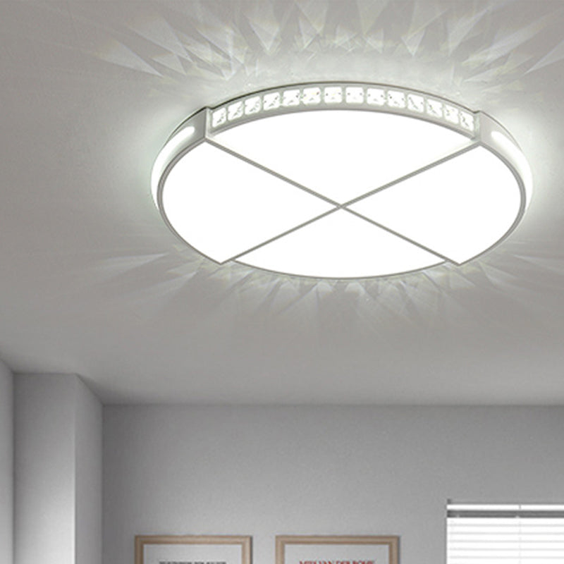 16.5"/20.5" W LED Flush Mount Lamp Simple Round Acrylic Flush Ceiling Light Fixture in White for Bedroom, Warm/White Light White White Clearhalo 'Ceiling Lights' 'Close To Ceiling Lights' 'Close to ceiling' 'Flush mount' Lighting' 262533