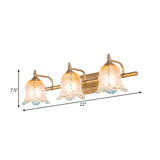 Gold 1/2/3 Lights Wall Light Fixture Vintage Textured Glass Scalloped Make-Up Lighting for Bedroom Clearhalo 'Vanity Lights' 'Wall Lights' Lighting' 262551