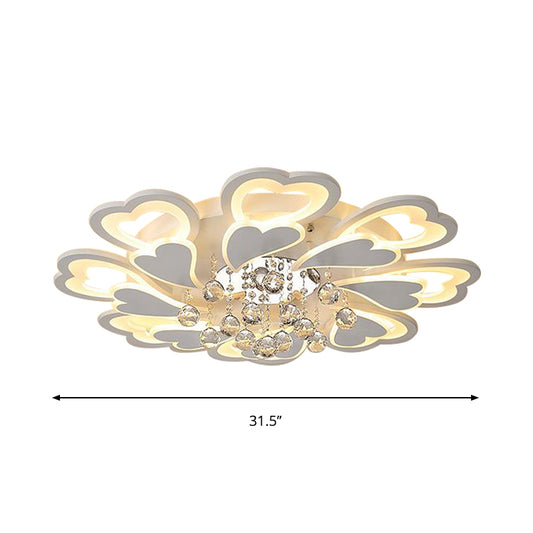 White Loving-Heart Flush Light Contemporary 27"/31.5" Wide LED Acrylic Flushmount Lighting in Warm/White Light Clearhalo 'Ceiling Lights' 'Close To Ceiling Lights' 'Close to ceiling' 'Flush mount' Lighting' 262556