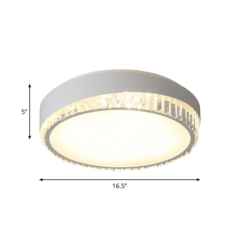 Acrylic Circular Flush Mount Fixture Nordic 16.5"/20.5" W LED White Flushmount Light with Clear Crystal Deco, Warm/White Light Clearhalo 'Ceiling Lights' 'Close To Ceiling Lights' 'Close to ceiling' 'Flush mount' Lighting' 262568