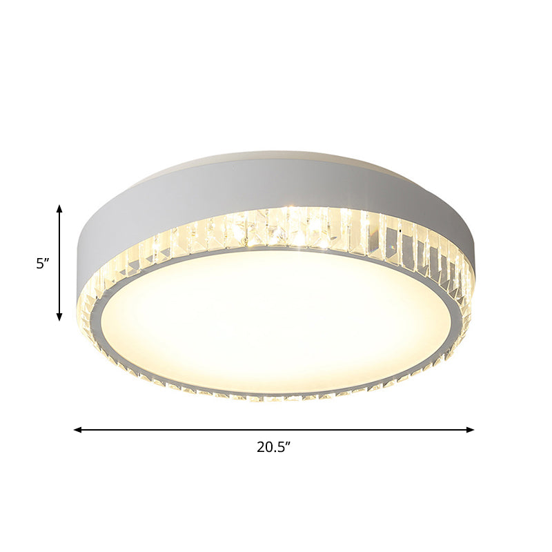 Acrylic Circular Flush Mount Fixture Nordic 16.5"/20.5" W LED White Flushmount Light with Clear Crystal Deco, Warm/White Light Clearhalo 'Ceiling Lights' 'Close To Ceiling Lights' 'Close to ceiling' 'Flush mount' Lighting' 262569