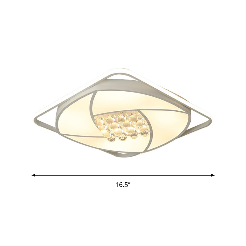 16.5"/20.5" Wide Squared Flushmount Light Modernist Acrylic and Clear Crystal LED White Flush Mount Lamp, Warm/White Light Clearhalo 'Ceiling Lights' 'Close To Ceiling Lights' 'Close to ceiling' 'Flush mount' Lighting' 262585