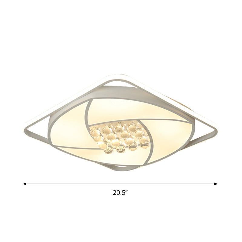 16.5"/20.5" Wide Squared Flushmount Light Modernist Acrylic and Clear Crystal LED White Flush Mount Lamp, Warm/White Light Clearhalo 'Ceiling Lights' 'Close To Ceiling Lights' 'Close to ceiling' 'Flush mount' Lighting' 262586