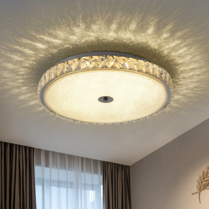 Round Bedroom Flush Mount Lamp Modern Style Crystal 14"/23.5"/31.5" W LED Chrome Flush Ceiling Light Clearhalo 'Ceiling Lights' 'Close To Ceiling Lights' 'Close to ceiling' 'Flush mount' Lighting' 262615