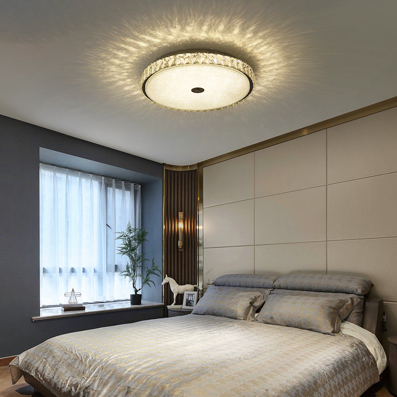 Round Bedroom Flush Mount Lamp Modern Style Crystal 14"/23.5"/31.5" W LED Chrome Flush Ceiling Light Clearhalo 'Ceiling Lights' 'Close To Ceiling Lights' 'Close to ceiling' 'Flush mount' Lighting' 262617