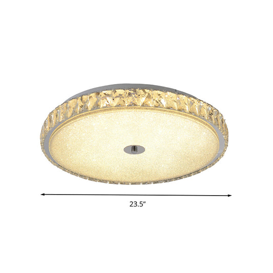 Round Bedroom Flush Mount Lamp Modern Style Crystal 14"/23.5"/31.5" W LED Chrome Flush Ceiling Light Clearhalo 'Ceiling Lights' 'Close To Ceiling Lights' 'Close to ceiling' 'Flush mount' Lighting' 262620