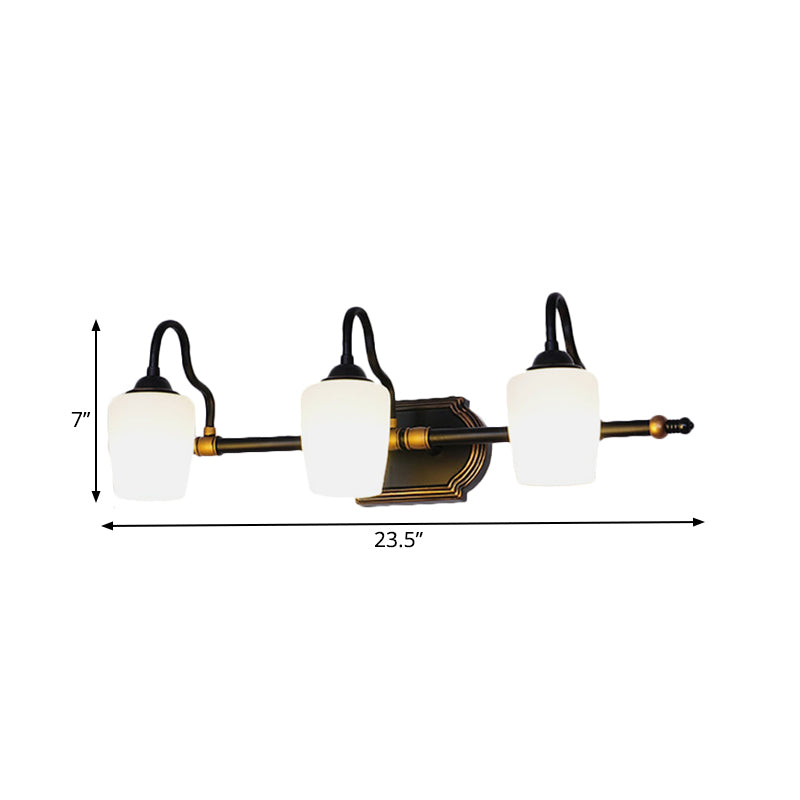 2/3/4 Lights Cup Shade Vanity Sconce Classic White Glass Wall Mounted Light for Bathroom Clearhalo 'Vanity Lights' 'Wall Lights' Lighting' 262663