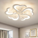 23"/43" W Heart Living Room Flush Mount Simple Acrylic 5/15 Lights White Flush Light Fixture in Warm/White/3 Color Light Clearhalo 'Ceiling Lights' 'Close To Ceiling Lights' 'Close to ceiling' 'Flush mount' Lighting' 262676