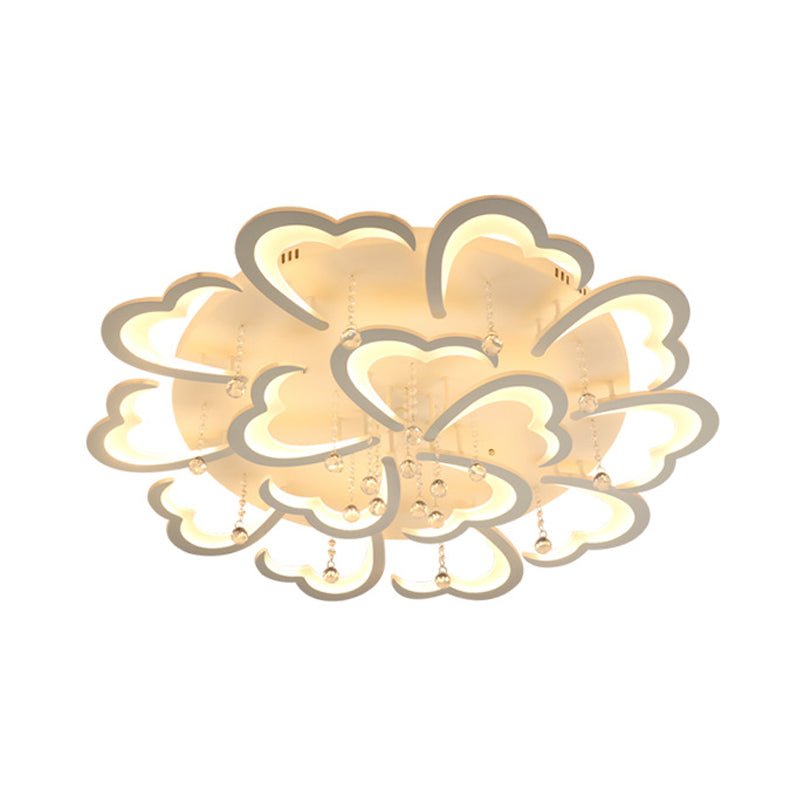 23"/43" W Heart Living Room Flush Mount Simple Acrylic 5/15 Lights White Flush Light Fixture in Warm/White/3 Color Light Clearhalo 'Ceiling Lights' 'Close To Ceiling Lights' 'Close to ceiling' 'Flush mount' Lighting' 262684