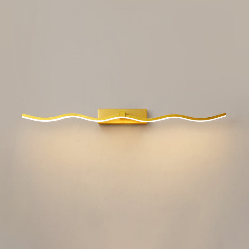 Waving Vanity Wall Light Fixtures Modern Minimalist Style Metal Single Vanity Light Gold 23.5" Clearhalo 'Vanity Lights' 'Wall Lights' Lighting' 2627039