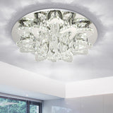 19.5"/23.5" W LED Crystal Flush Mount Modern Chrome Blossom Living Room Close to Ceiling Light in Remote Control Stepless Dimming/2 Color Light Chrome Remote Control Stepless Dimming Clearhalo 'Ceiling Lights' 'Close To Ceiling Lights' 'Close to ceiling' 'Flush mount' Lighting' 262703