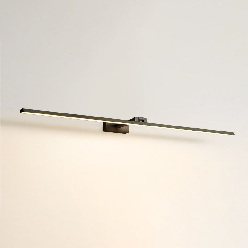 Linear LED Vanity Light Fixtures Modern Minimalist Style Metal Single Vanity Light Black 47" Natural Clearhalo 'Vanity Lights' 'Wall Lights' Lighting' 2627112