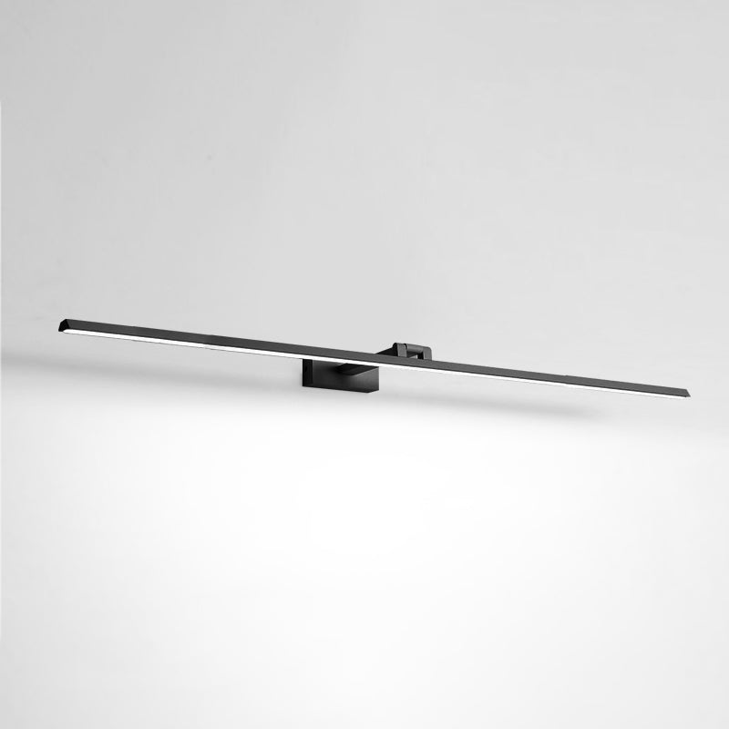 Linear LED Vanity Light Fixtures Modern Minimalist Style Metal Single Vanity Light Black 47" White Clearhalo 'Vanity Lights' 'Wall Lights' Lighting' 2627122