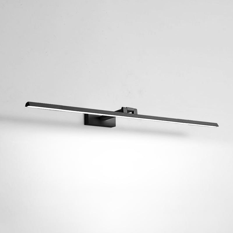 Linear LED Vanity Light Fixtures Modern Minimalist Style Metal Single Vanity Light Black 31.5" White Clearhalo 'Vanity Lights' 'Wall Lights' Lighting' 2627125