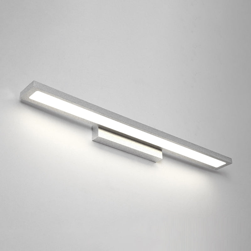 Rectangular Vanity Wall Light Fixtures Modern Minimalist Style Aluminum Single Vanity Light Silver 23.5" White Clearhalo 'Vanity Lights' 'Wall Lights' Lighting' 2627220