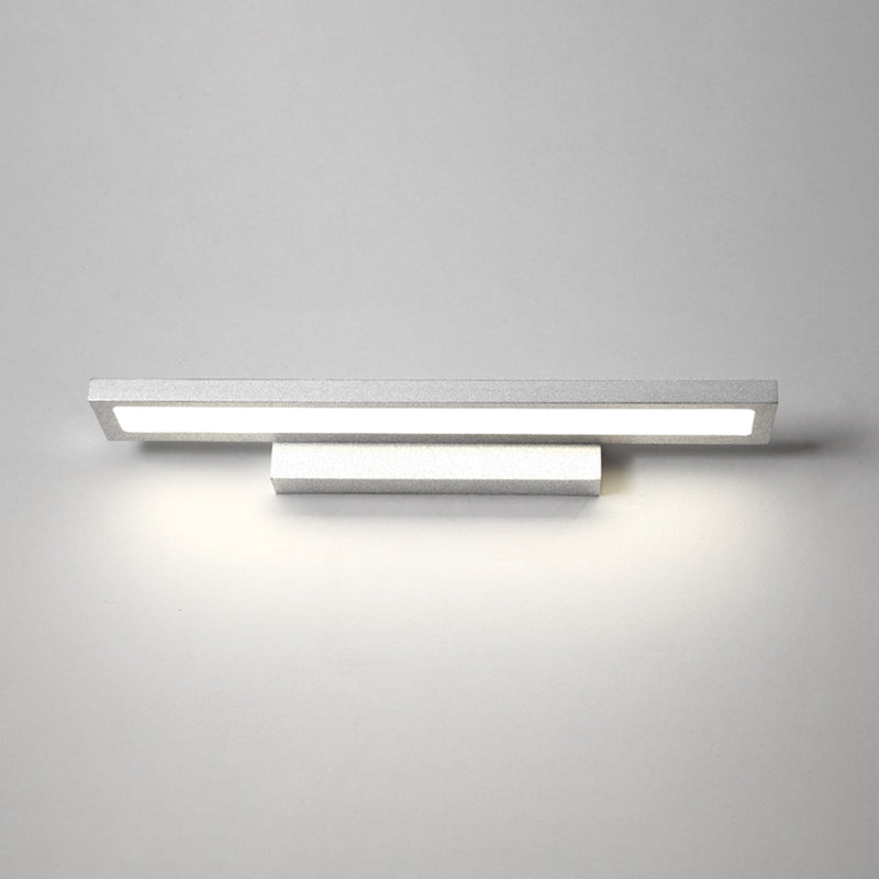 Rectangular Vanity Wall Light Fixtures Modern Minimalist Style Aluminum Single Vanity Light Silver 16" White Clearhalo 'Vanity Lights' 'Wall Lights' Lighting' 2627223