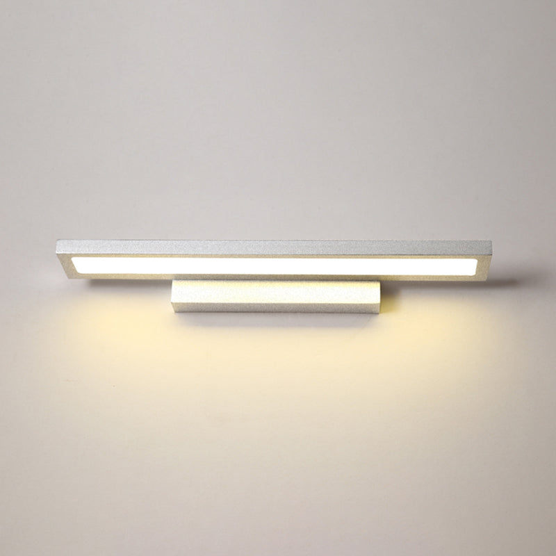 Rectangular Vanity Wall Light Fixtures Modern Minimalist Style Aluminum Single Vanity Light Silver 16" Warm Clearhalo 'Vanity Lights' 'Wall Lights' Lighting' 2627234