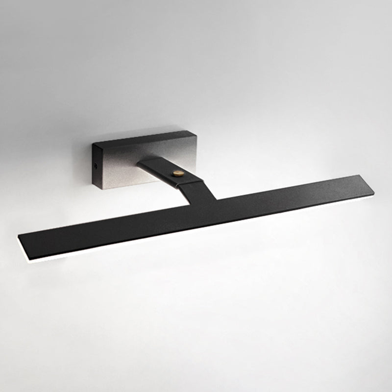 Armed Vanity Wall Light Fixtures Nordic Minimalist Style Aluminum Single Vanity Light Black 28" White Clearhalo 'Vanity Lights' 'Wall Lights' Lighting' 2627269