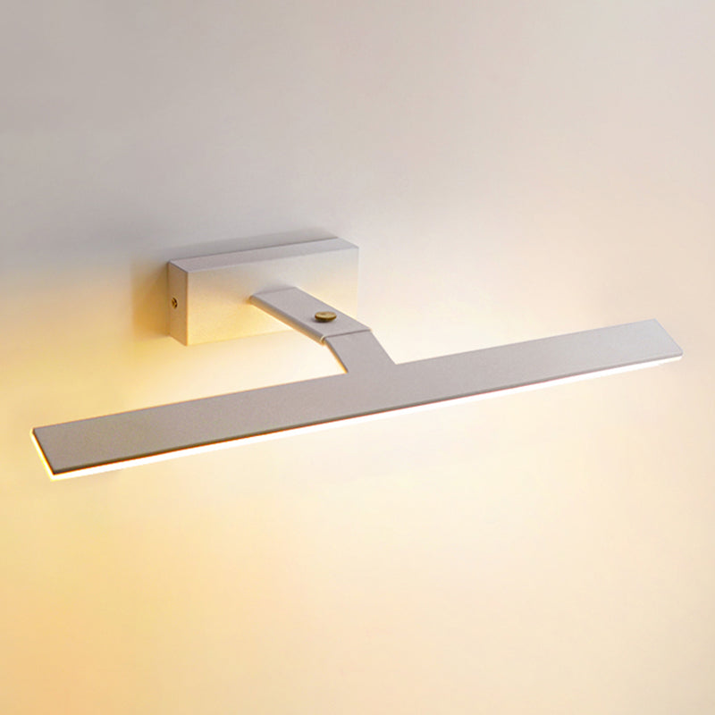 Armed Vanity Wall Light Fixtures Nordic Minimalist Style Aluminum Single Vanity Light White 28" Warm Clearhalo 'Vanity Lights' 'Wall Lights' Lighting' 2627276