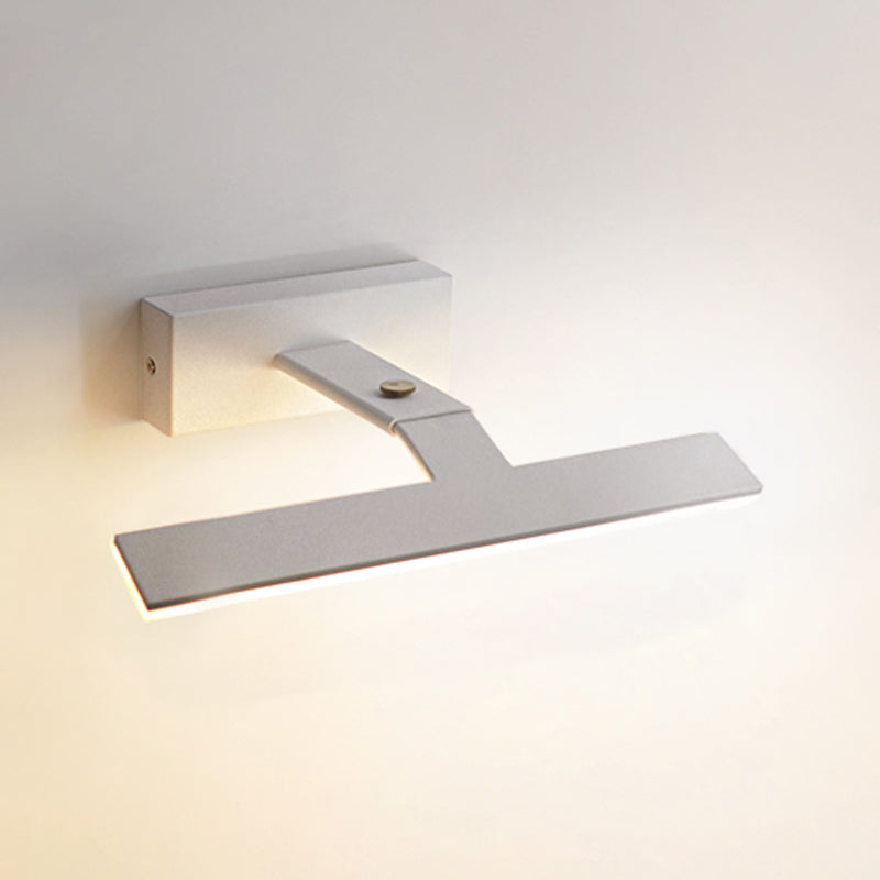 Armed Vanity Wall Light Fixtures Nordic Minimalist Style Aluminum Single Vanity Light White 17" Natural Clearhalo 'Vanity Lights' 'Wall Lights' Lighting' 2627283