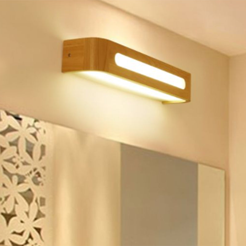 Rectangular Vanity Wall Light Fixtures Nordic Minimalist Style Wood Single Vanity Light Clearhalo 'Vanity Lights' 'Wall Lights' Lighting' 2627290