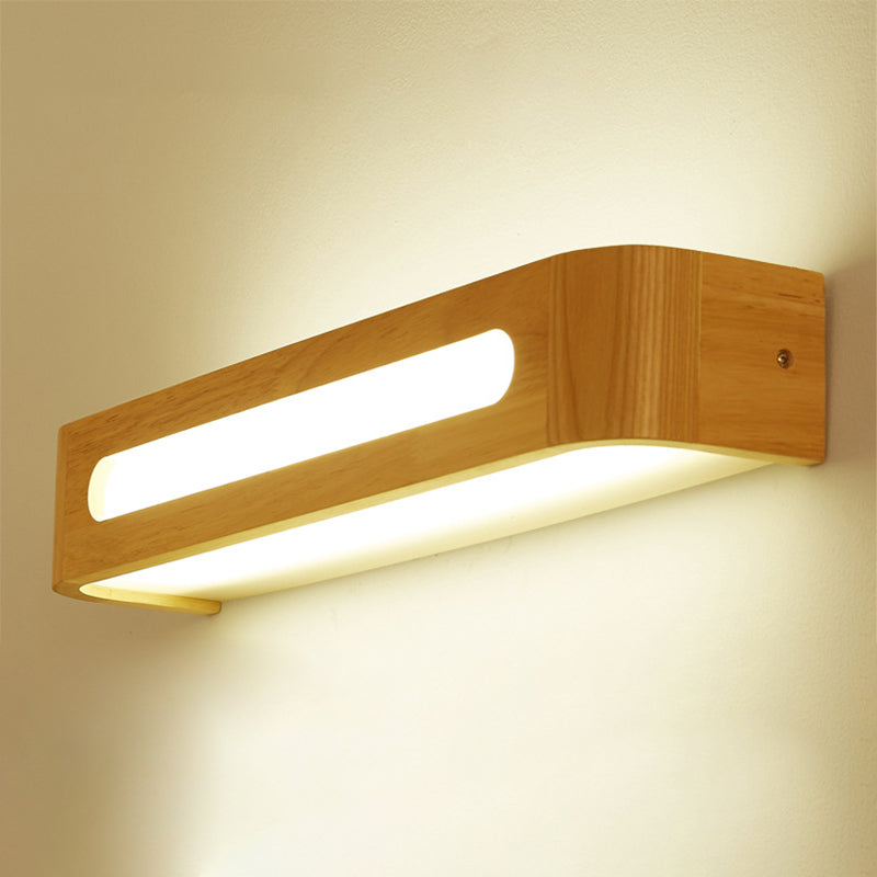 Rectangular Vanity Wall Light Fixtures Nordic Minimalist Style Wood Single Vanity Light Clearhalo 'Vanity Lights' 'Wall Lights' Lighting' 2627291