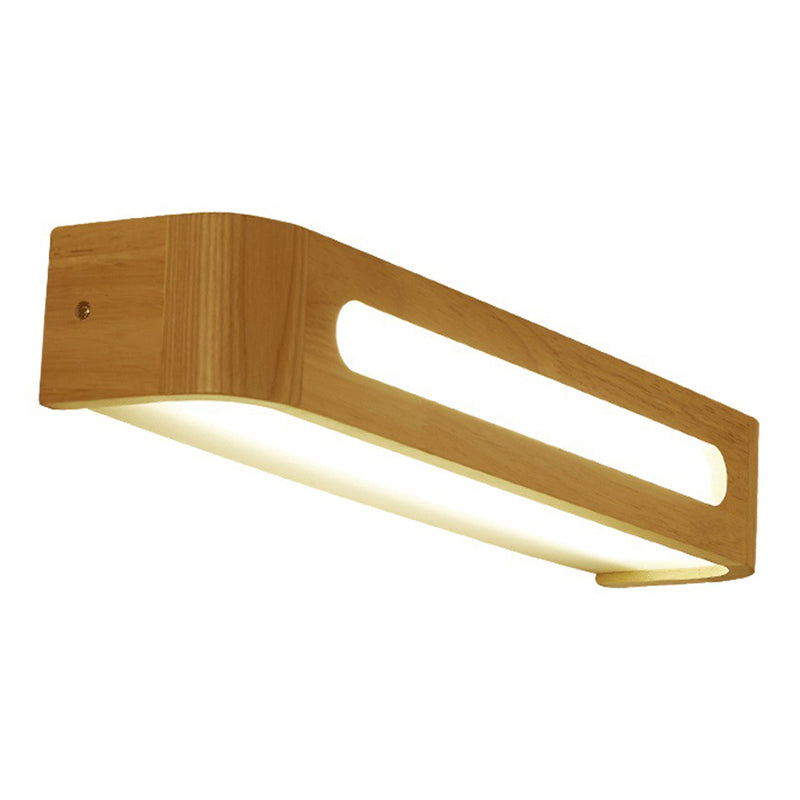 Rectangular Vanity Wall Light Fixtures Nordic Minimalist Style Wood Single Vanity Light Clearhalo 'Vanity Lights' 'Wall Lights' Lighting' 2627292