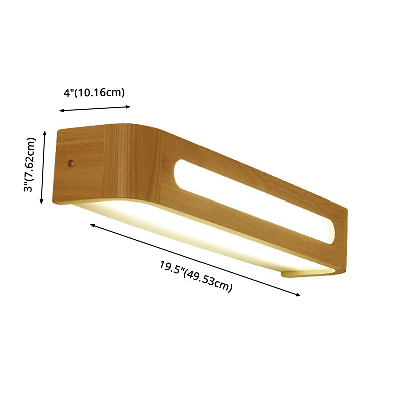 Rectangular Vanity Wall Light Fixtures Nordic Minimalist Style Wood Single Vanity Light Clearhalo 'Vanity Lights' 'Wall Lights' Lighting' 2627293