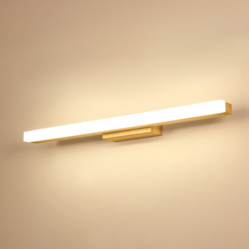 Rectangular Vanity Wall Light Nordic Minimalist Style Wood Single Vanity Light Clearhalo 'Vanity Lights' 'Wall Lights' Lighting' 2627306