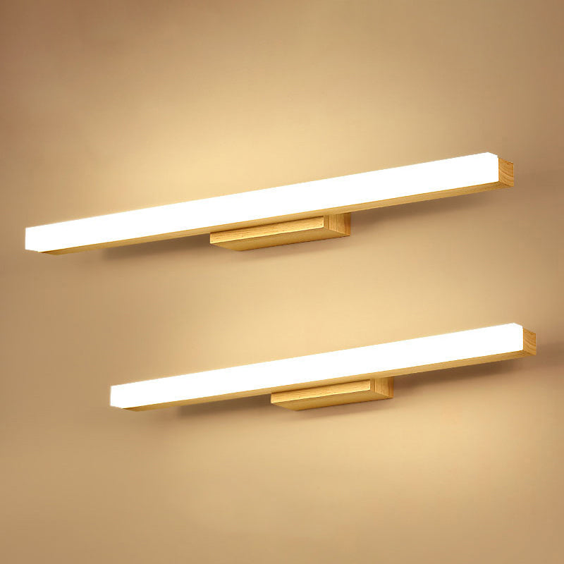 Rectangular Vanity Wall Light Nordic Minimalist Style Wood Single Vanity Light Clearhalo 'Vanity Lights' 'Wall Lights' Lighting' 2627309