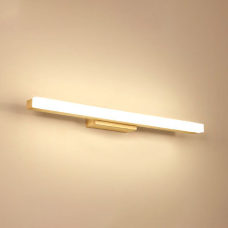 Rectangular Vanity Wall Light Nordic Minimalist Style Wood Single Vanity Light Light Wood 31.5" Clearhalo 'Vanity Lights' 'Wall Lights' Lighting' 2627310