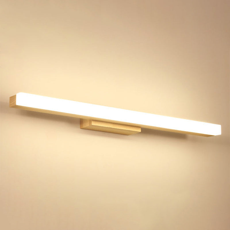 Rectangular Vanity Wall Light Nordic Minimalist Style Wood Single Vanity Light Clearhalo 'Vanity Lights' 'Wall Lights' Lighting' 2627313