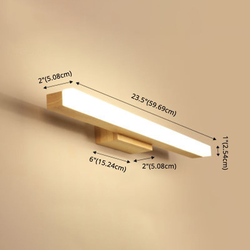 Rectangular Vanity Wall Light Nordic Minimalist Style Wood Single Vanity Light Clearhalo 'Vanity Lights' 'Wall Lights' Lighting' 2627316