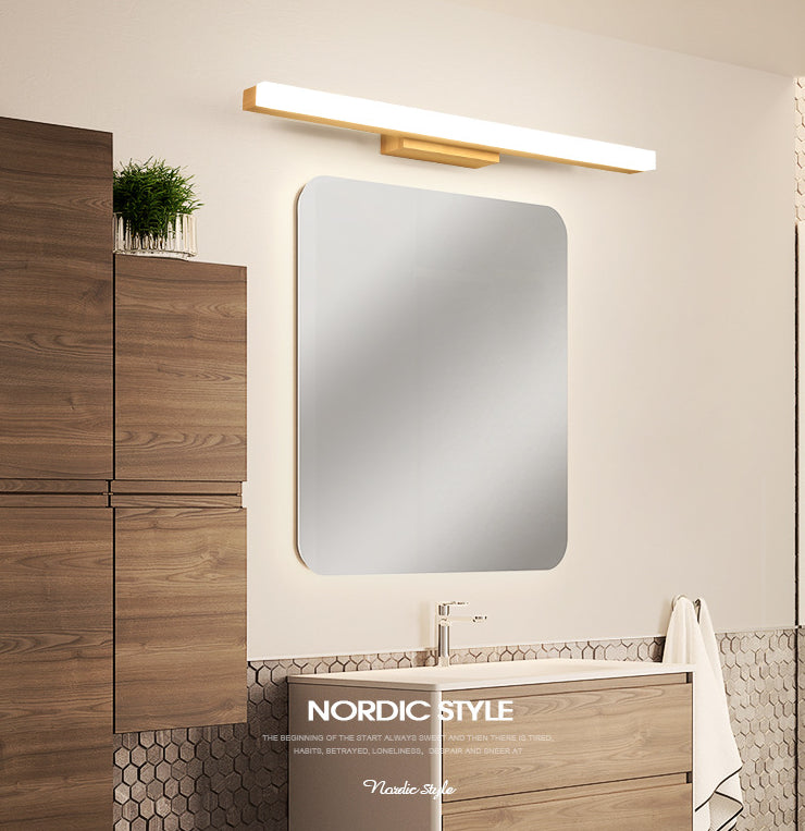 Rectangular Vanity Wall Light Nordic Minimalist Style Wood Single Vanity Light Clearhalo 'Vanity Lights' 'Wall Lights' Lighting' 2627318