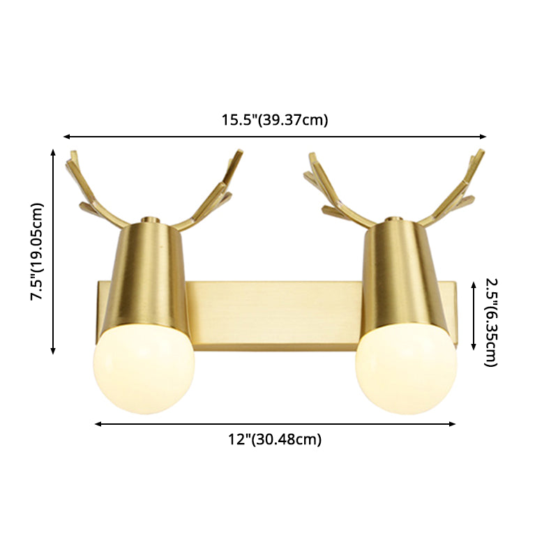 Antler-shaped Vanity Wall Light Creative Simple Style Copper Vanity Wall Lights Clearhalo 'Vanity Lights' 'Wall Lights' Lighting' 2627325