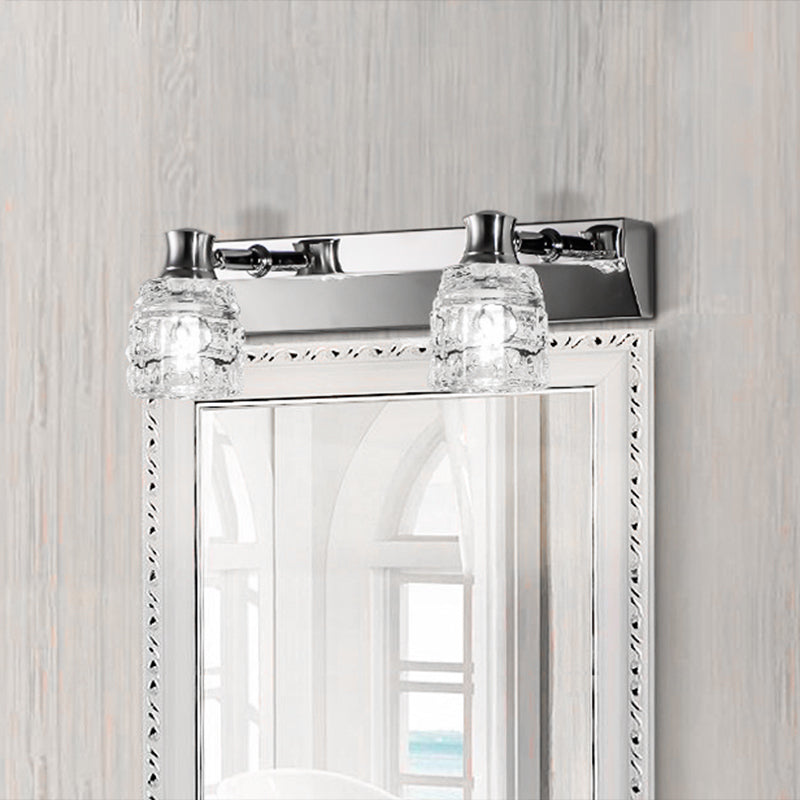 Armed Vanity Wall Light Fixtures Light Extravagance Retro Style Crystal Vanity Lights Silver 12" Clearhalo 'Vanity Lights' 'Wall Lights' Lighting' 2627413