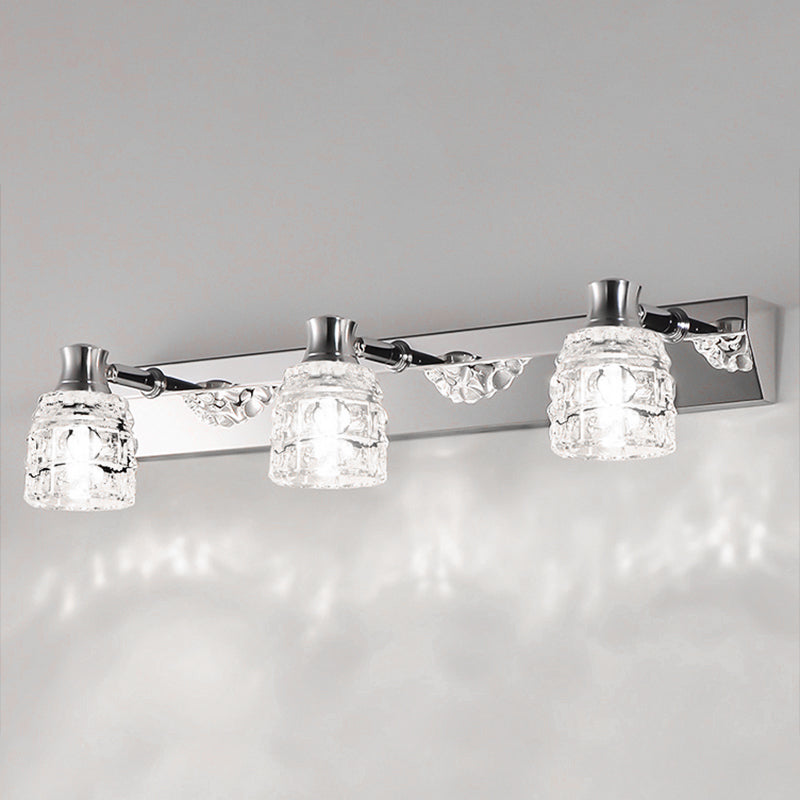 Armed Vanity Wall Light Fixtures Light Extravagance Retro Style Crystal Vanity Lights Silver 18" Clearhalo 'Vanity Lights' 'Wall Lights' Lighting' 2627415