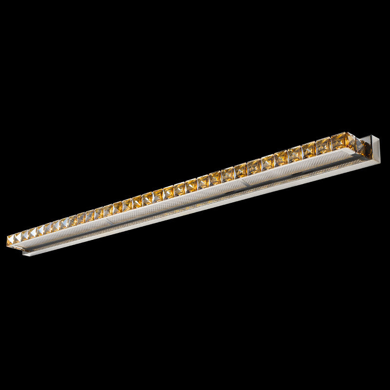 Rectangular Vanity Wall Light Fixtures Modern Luxury Style Crystal Single Vanity Lights Gold 44.5" Clearhalo 'Vanity Lights' 'Wall Lights' Lighting' 2627425