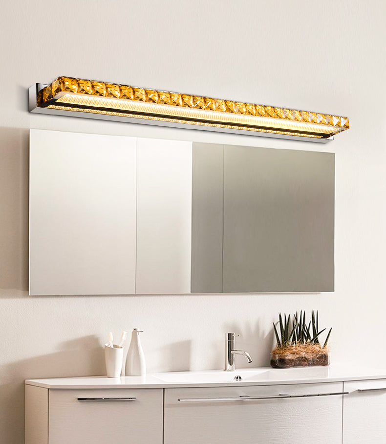 Rectangular Vanity Wall Light Fixtures Modern Luxury Style Crystal Single Vanity Lights Clearhalo 'Vanity Lights' 'Wall Lights' Lighting' 2627426