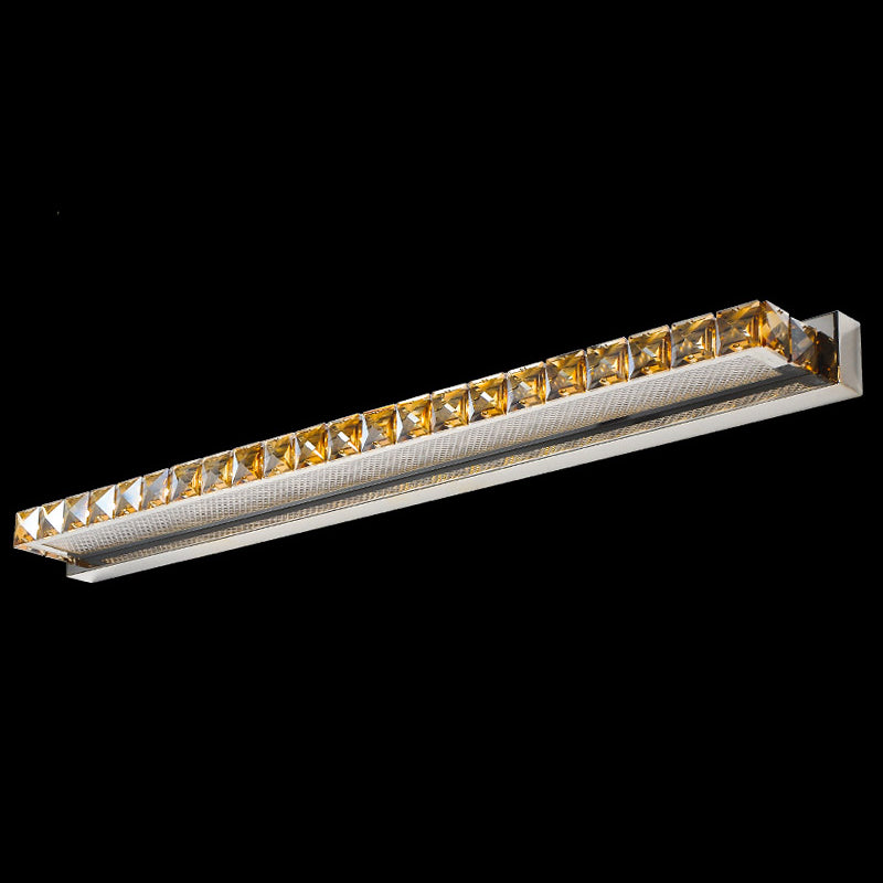 Rectangular Vanity Wall Light Fixtures Modern Luxury Style Crystal Single Vanity Lights Gold 29.5" Clearhalo 'Vanity Lights' 'Wall Lights' Lighting' 2627427