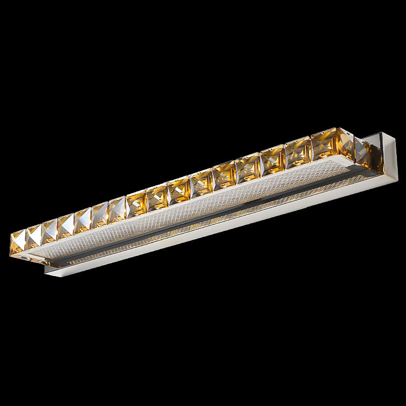 Rectangular Vanity Wall Light Fixtures Modern Luxury Style Crystal Single Vanity Lights Gold 22" Clearhalo 'Vanity Lights' 'Wall Lights' Lighting' 2627430