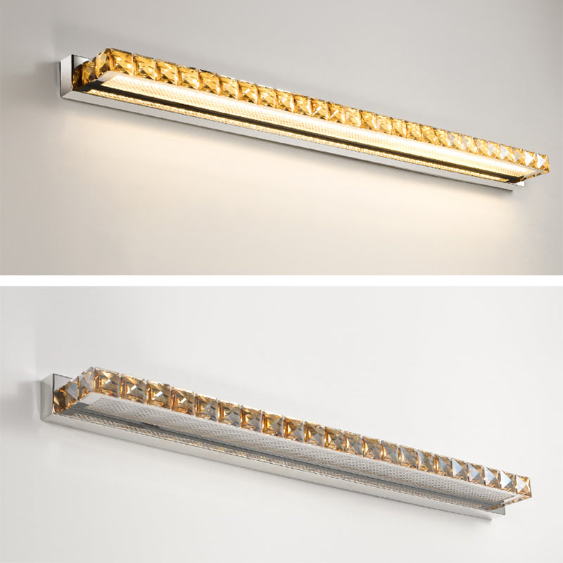 Rectangular Vanity Wall Light Fixtures Modern Luxury Style Crystal Single Vanity Lights Clearhalo 'Vanity Lights' 'Wall Lights' Lighting' 2627433