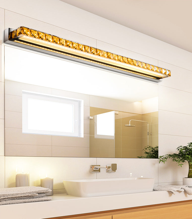 Rectangular Vanity Wall Light Fixtures Modern Luxury Style Crystal Single Vanity Lights Clearhalo 'Vanity Lights' 'Wall Lights' Lighting' 2627435