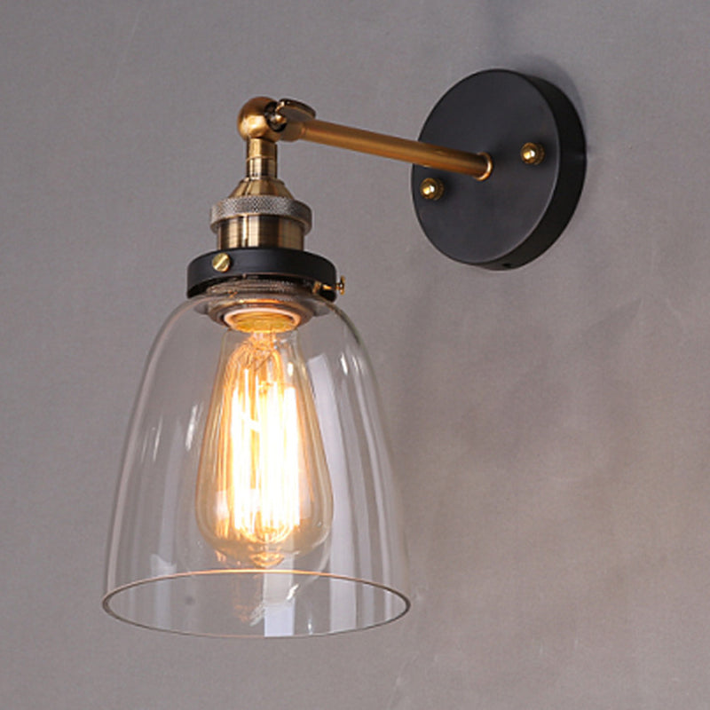 Oval Vanity Wall Light Fixtures Retro Industrial Style Glass Single Vanity Light Clearhalo 'Wall Lamps & Sconces' 'Wall Lights' Lighting' 2627466