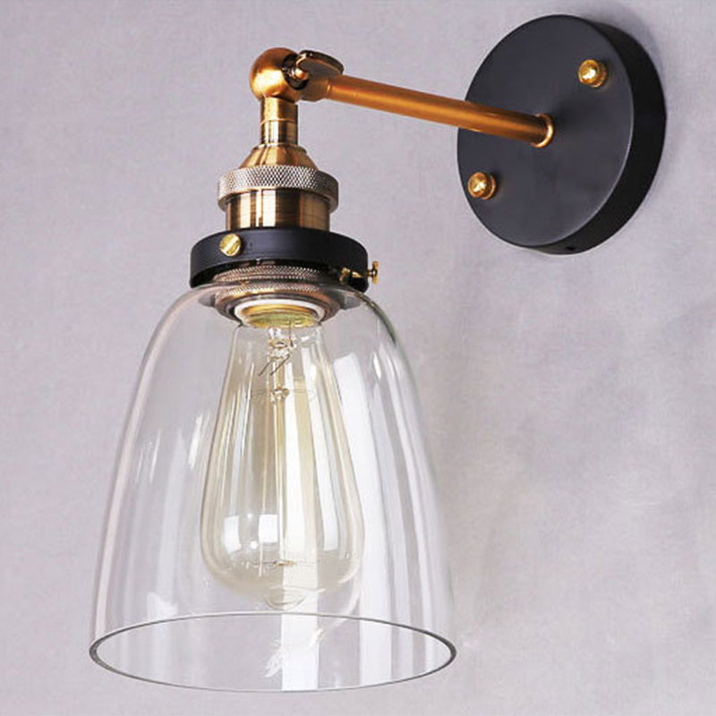 Oval Vanity Wall Light Fixtures Retro Industrial Style Glass Single Vanity Light Clearhalo 'Wall Lamps & Sconces' 'Wall Lights' Lighting' 2627467