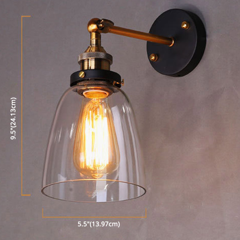 Oval Vanity Wall Light Fixtures Retro Industrial Style Glass Single Vanity Light Clearhalo 'Wall Lamps & Sconces' 'Wall Lights' Lighting' 2627469